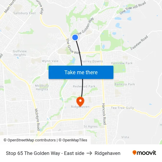 Stop 65 The Golden Way - East side to Ridgehaven map