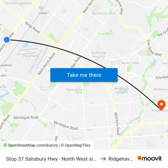Stop 37 Salisbury Hwy - North West side to Ridgehaven map
