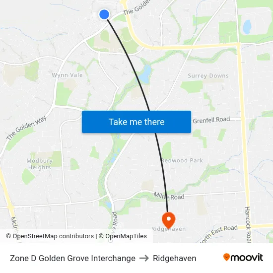 Zone D Golden Grove Interchange to Ridgehaven map