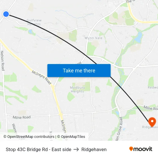 Stop 43C Bridge Rd - East side to Ridgehaven map