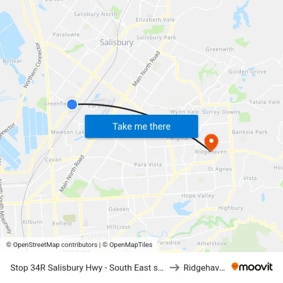 Stop 34R Salisbury Hwy - South East side to Ridgehaven map