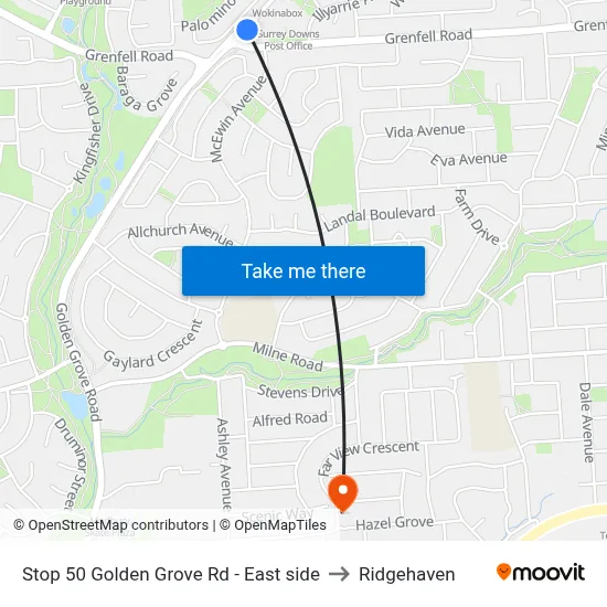 Stop 50 Golden Grove Rd - East side to Ridgehaven map