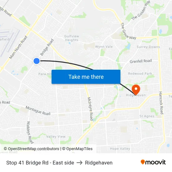 Stop 41 Bridge Rd - East side to Ridgehaven map