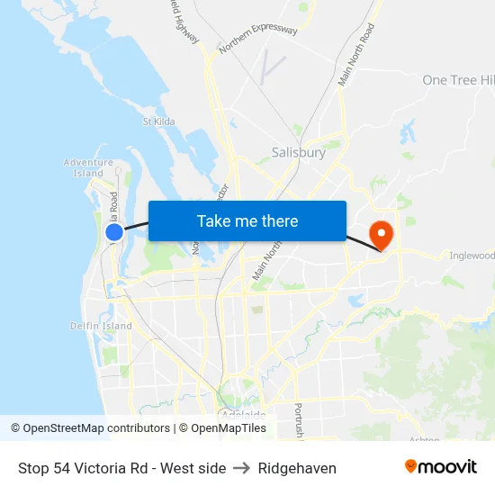 Stop 54 Victoria Rd - West side to Ridgehaven map
