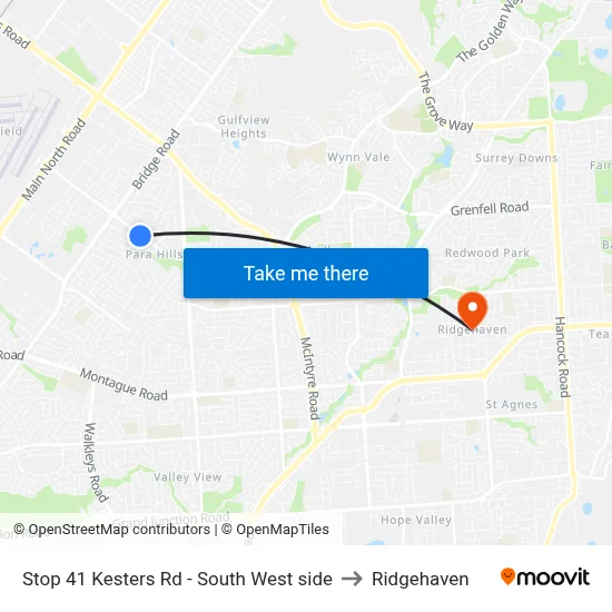 Stop 41 Kesters Rd - South West side to Ridgehaven map