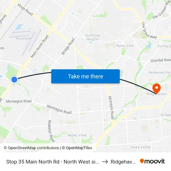 Stop 35 Main North Rd - North West side to Ridgehaven map