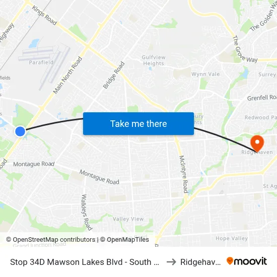 Stop 34D Mawson Lakes Blvd - South side to Ridgehaven map