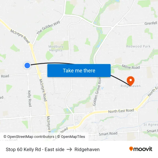 Stop 60 Kelly Rd - East side to Ridgehaven map