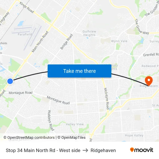 Stop 34 Main North Rd - West side to Ridgehaven map