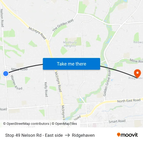 Stop 49 Nelson Rd - East side to Ridgehaven map