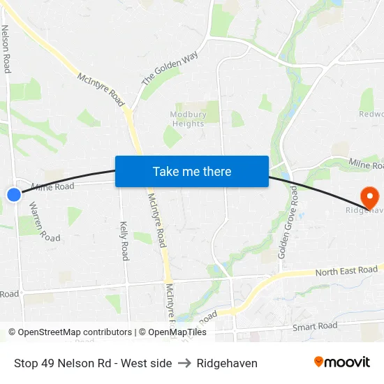 Stop 49 Nelson Rd - West side to Ridgehaven map