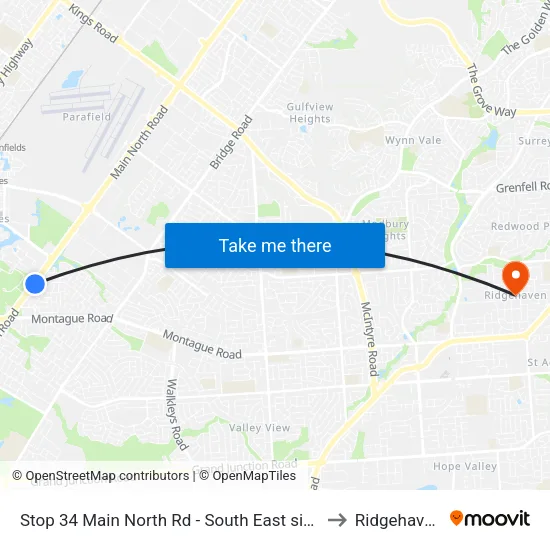 Stop 34 Main North Rd - South East side to Ridgehaven map