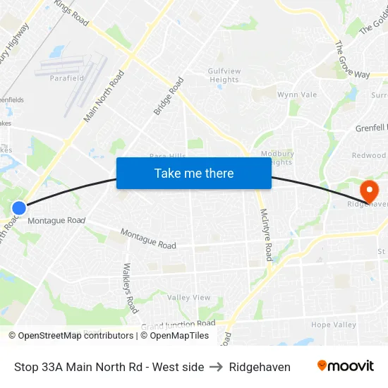 Stop 33A Main North Rd - West side to Ridgehaven map