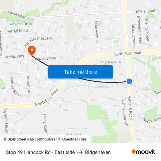 Stop 49 Hancock Rd - East side to Ridgehaven map