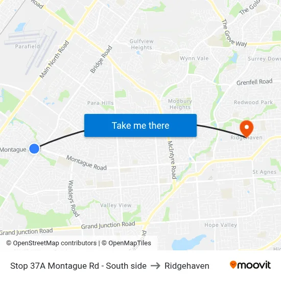 Stop 37A Montague Rd - South side to Ridgehaven map