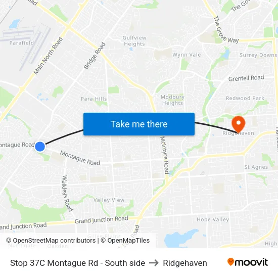 Stop 37C Montague Rd - South side to Ridgehaven map