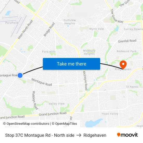 Stop 37C Montague Rd - North side to Ridgehaven map