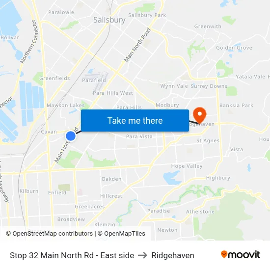 Stop 32 Main North Rd - East side to Ridgehaven map