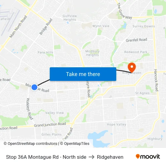 Stop 36A Montague Rd - North side to Ridgehaven map