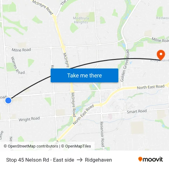 Stop 45 Nelson Rd - East side to Ridgehaven map