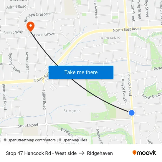 Stop 47 Hancock Rd - West side to Ridgehaven map
