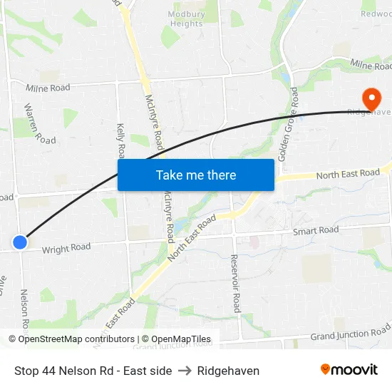 Stop 44 Nelson Rd - East side to Ridgehaven map