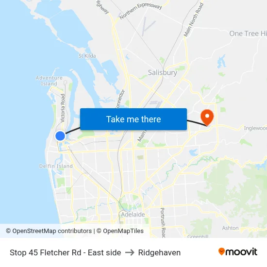 Stop 45 Fletcher Rd - East side to Ridgehaven map