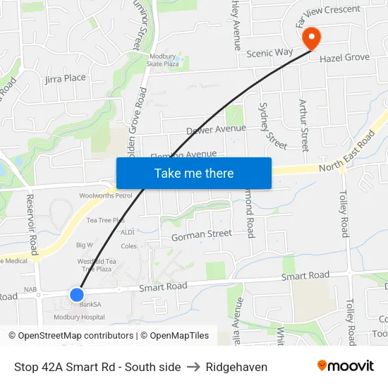 Stop 42A Smart Rd - South side to Ridgehaven map