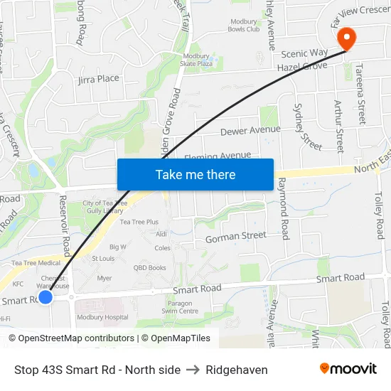 Stop 43S Smart Rd - North side to Ridgehaven map