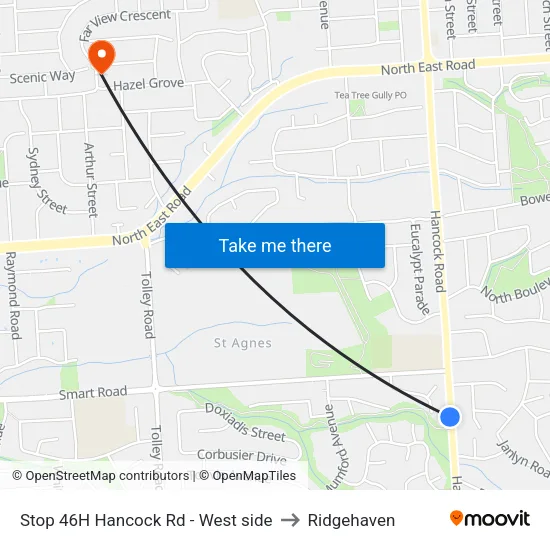 Stop 46H Hancock Rd - West side to Ridgehaven map