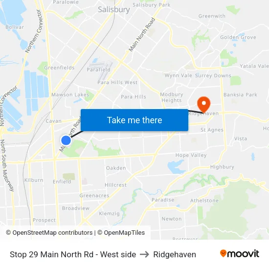 Stop 29 Main North Rd - West side to Ridgehaven map