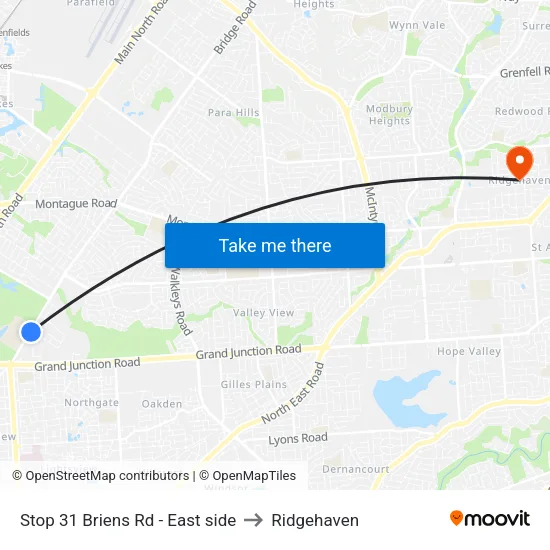Stop 31 Briens Rd - East side to Ridgehaven map