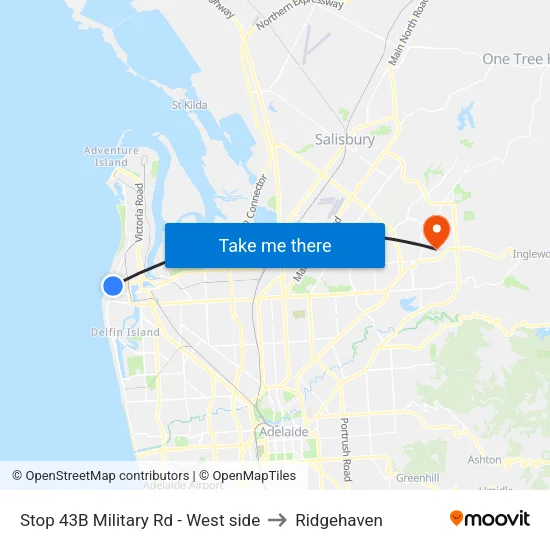 Stop 43B Military Rd - West side to Ridgehaven map