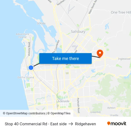Stop 40 Commercial Rd - East side to Ridgehaven map