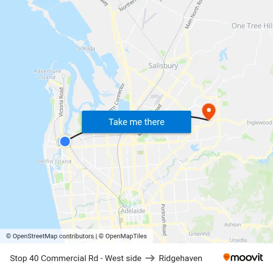 Stop 40 Commercial Rd - West side to Ridgehaven map