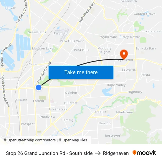 Stop 26 Grand Junction Rd - South side to Ridgehaven map