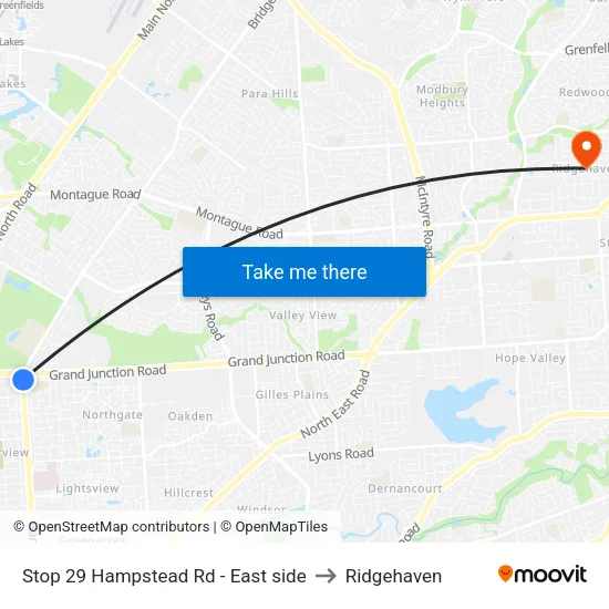 Stop 29 Hampstead Rd - East side to Ridgehaven map