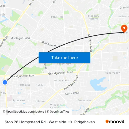 Stop 28 Hampstead Rd - West side to Ridgehaven map