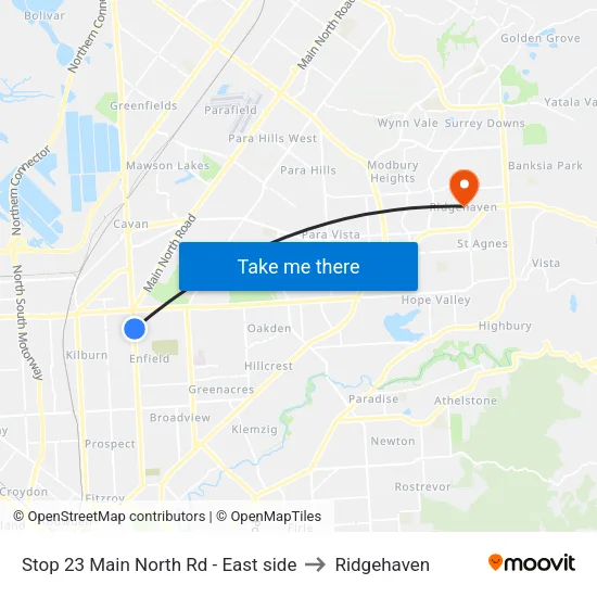Stop 23 Main North Rd - East side to Ridgehaven map