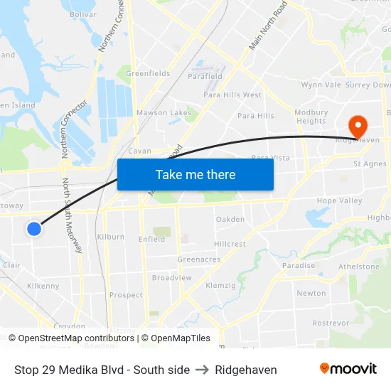 Stop 29 Medika Blvd - South side to Ridgehaven map