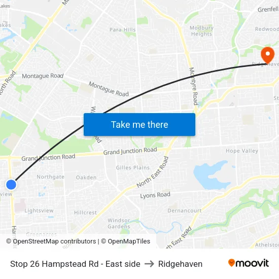 Stop 26 Hampstead Rd - East side to Ridgehaven map