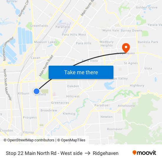 Stop 22 Main North Rd - West side to Ridgehaven map