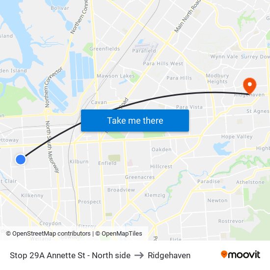 Stop 29A Annette St - North side to Ridgehaven map