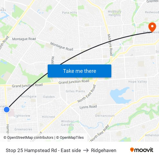 Stop 25 Hampstead Rd - East side to Ridgehaven map