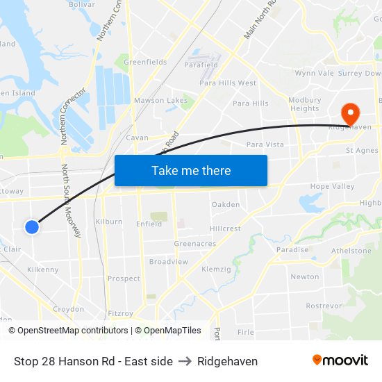 Stop 28 Hanson Rd - East side to Ridgehaven map