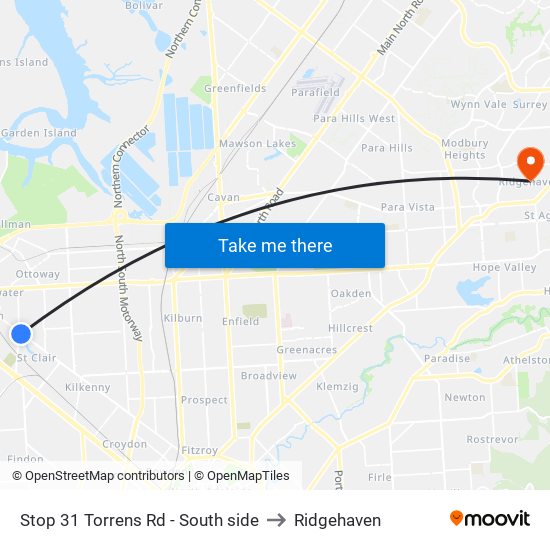 Stop 31 Torrens Rd - South side to Ridgehaven map