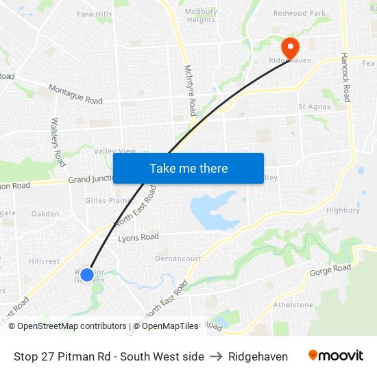 Stop 27 Pitman Rd - South West side to Ridgehaven map