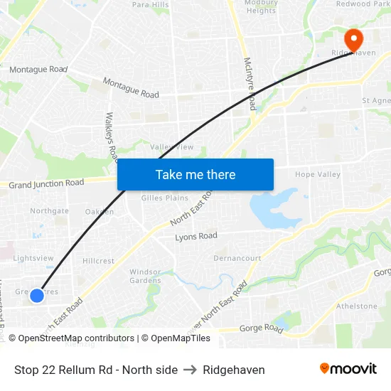 Stop 22 Rellum Rd - North side to Ridgehaven map