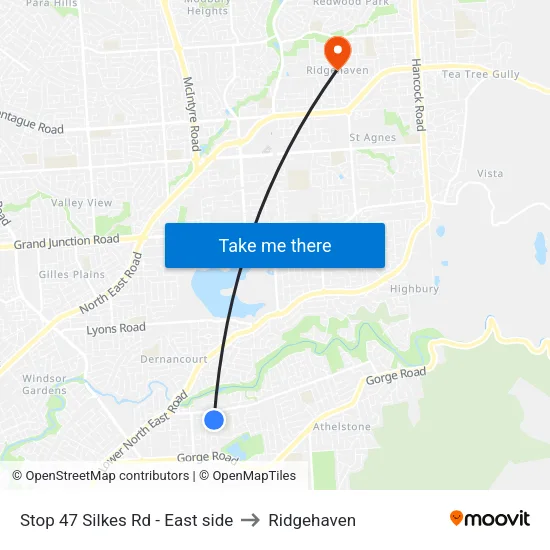 Stop 47 Silkes Rd - East side to Ridgehaven map