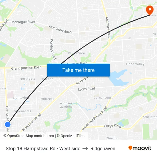 Stop 18 Hampstead Rd - West side to Ridgehaven map